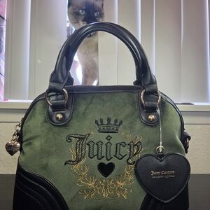 Juicy Couture Heritage Dome Satchel In Super Greens with Heart Charm